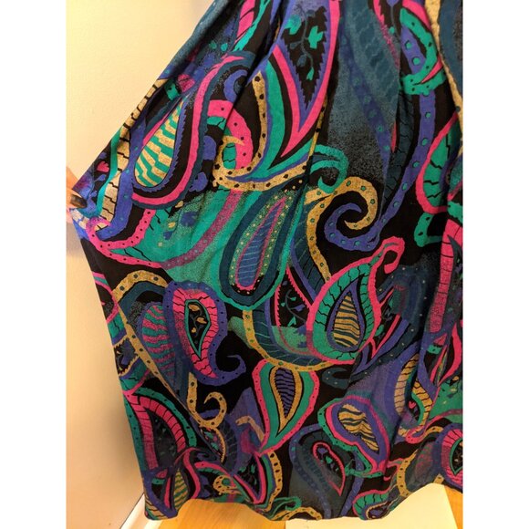 Vintage 80s High Waist Paisley Forest Fairy Whimsygoth Maxi Skirt Retro Sz 12 - Picture 3 of 10